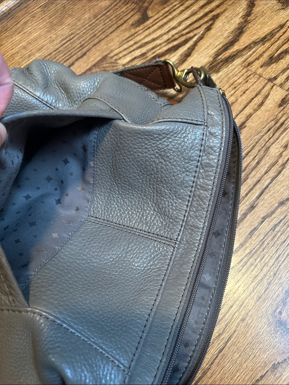 Fossil Gray Crossbody Bag with Tan Accents - Picture 5 of 10